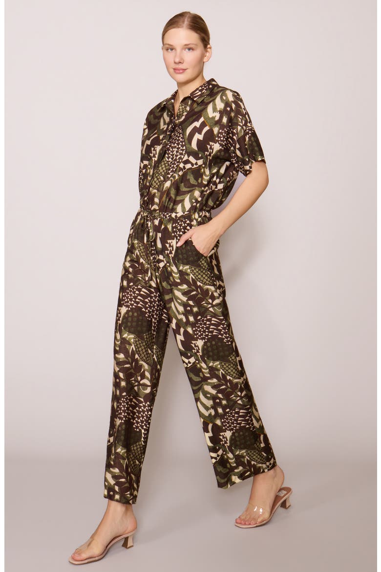 Floral Print Ankle Pants, Alternate, color, BROWN OLIVE ABSTRACT