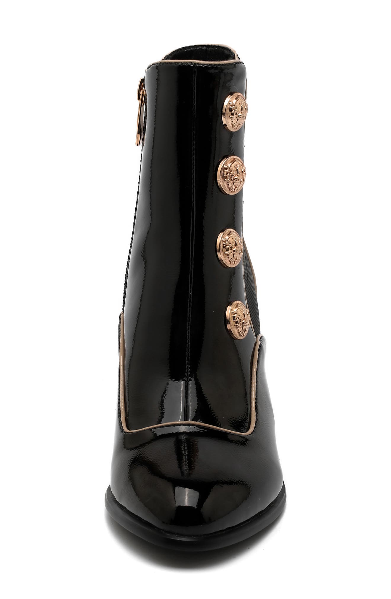 Rhea Faux Leather Bootie, Alternate, color, BLACK