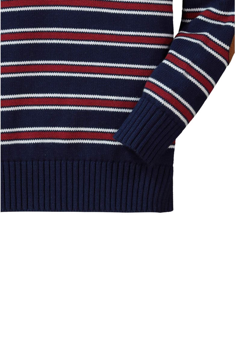 Hope & Henry Baby Boys' Half Zip Pullover Sweater with Elbow Patches, Infant, Alternate, color, Navy Stripe With Elbow Patches