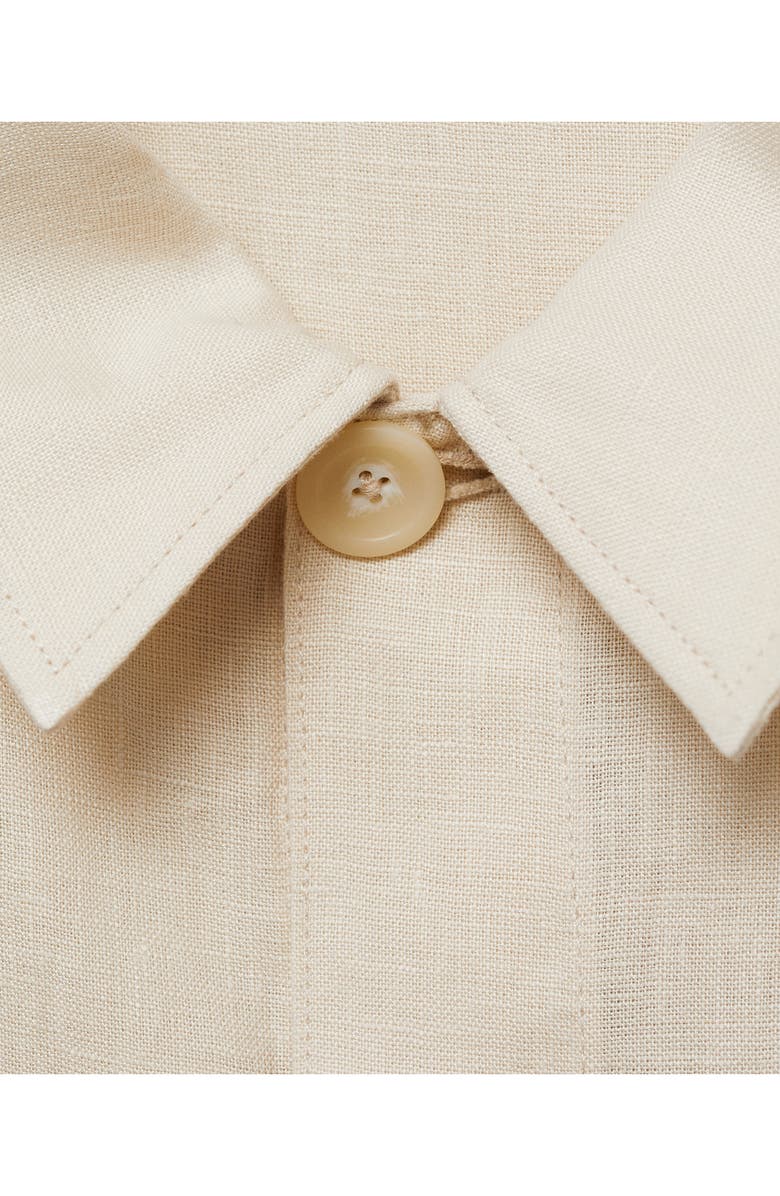 MANGO Linen Overshirt with Pockets, Alternate, color, Ivory White