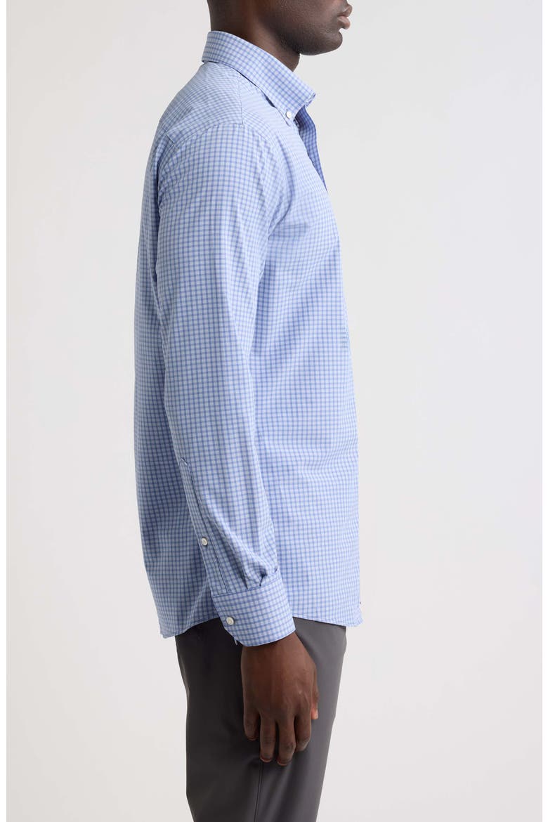 Eugene Tailored Fit Check Performance Poplin Button-Down Shirt, Alternate, color, WINDY BLUE
