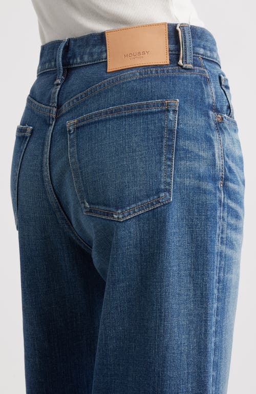 Moussy Vintage Lebittown Cuffed Superwide Leg Jeans In Blue