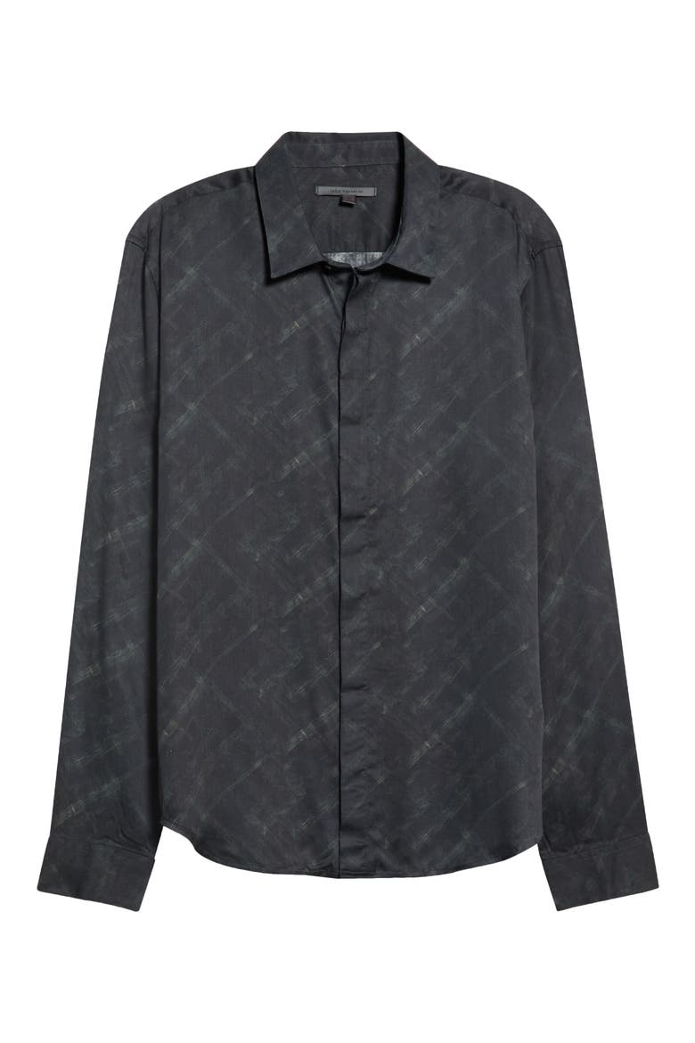 Rodney Print Long Sleeve Hidden Placket Shirt, Main, color, MOSS