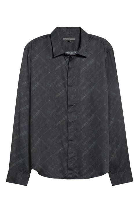 Rodney Print Long Sleeve Hidden Placket Shirt