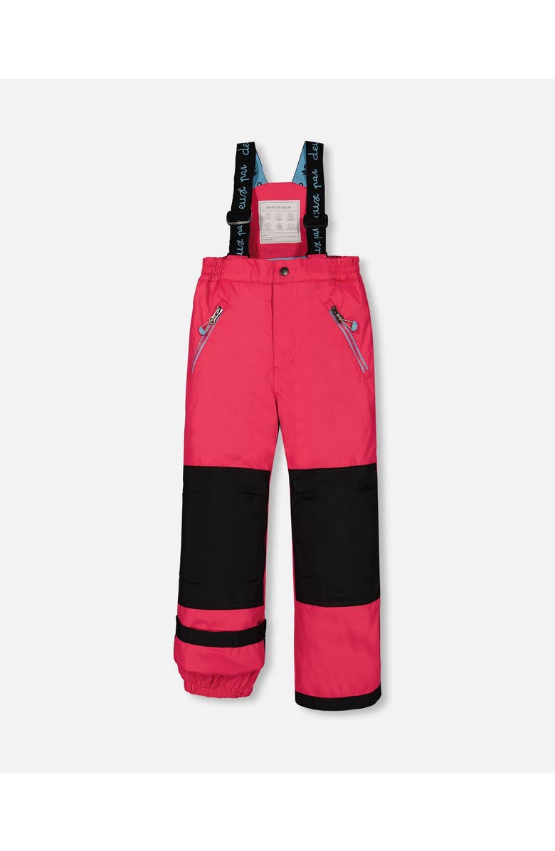 Deux par Deux Girl's Two Piece Snowsuit Black Printed Rose With Fuschia Pink, Alternate, color, 