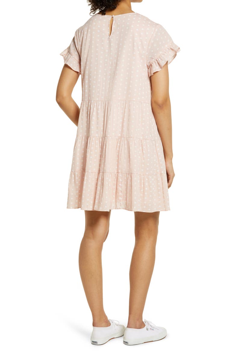 Tiered Ruffle Cotton Babydoll Dress, Alternate, color, PINK SMOKE RACHEL DOT