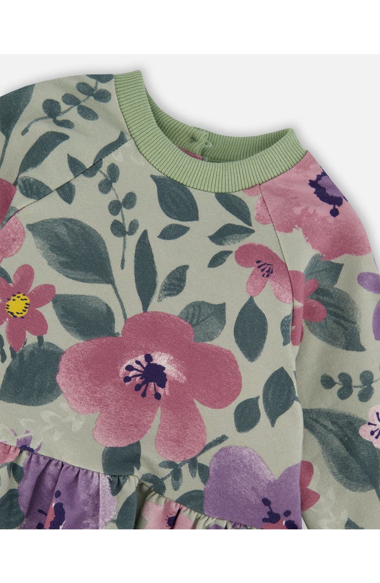 Deux par Deux Stretch Fleece Sweatshirt, Alternate, color, Sage Floral