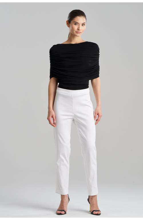 Natori Cotton Chino Side Zip Ankle Pants In White