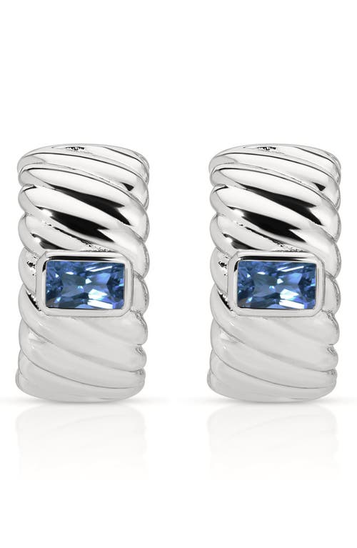 Ettika Textured Half Hoop Earrings In Blue