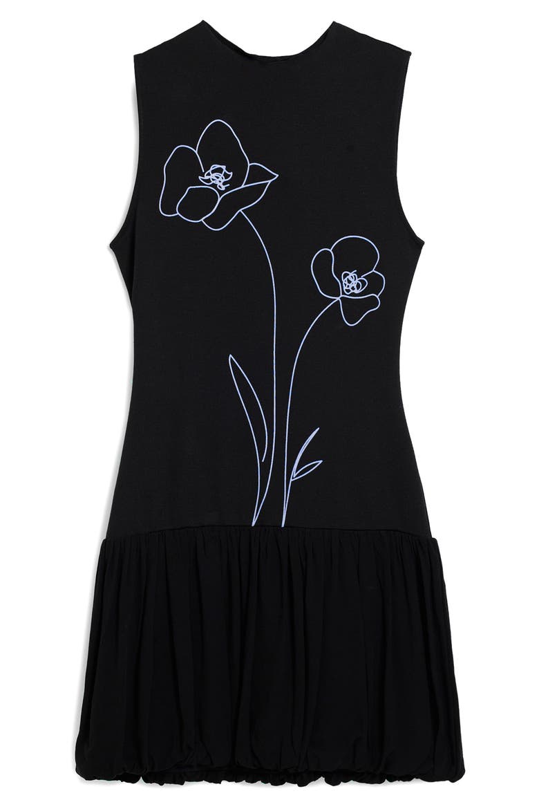 Floral Print Sleeveless Bubble Hem Minidress, Alternate, color, BLACK