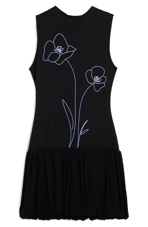 Desigual Floral Print Sleeveless Bubble Hem Minidress In Black