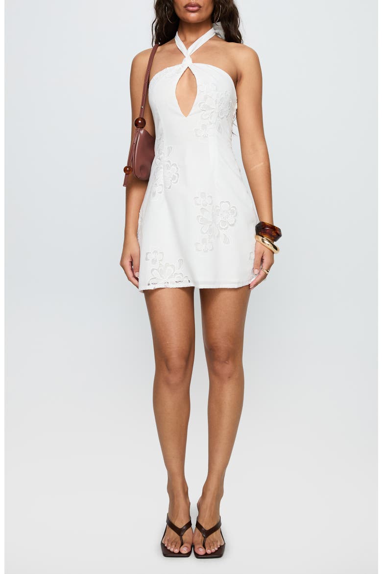 Since Way Back Floral Halter Minidress, Main, color, WHITE