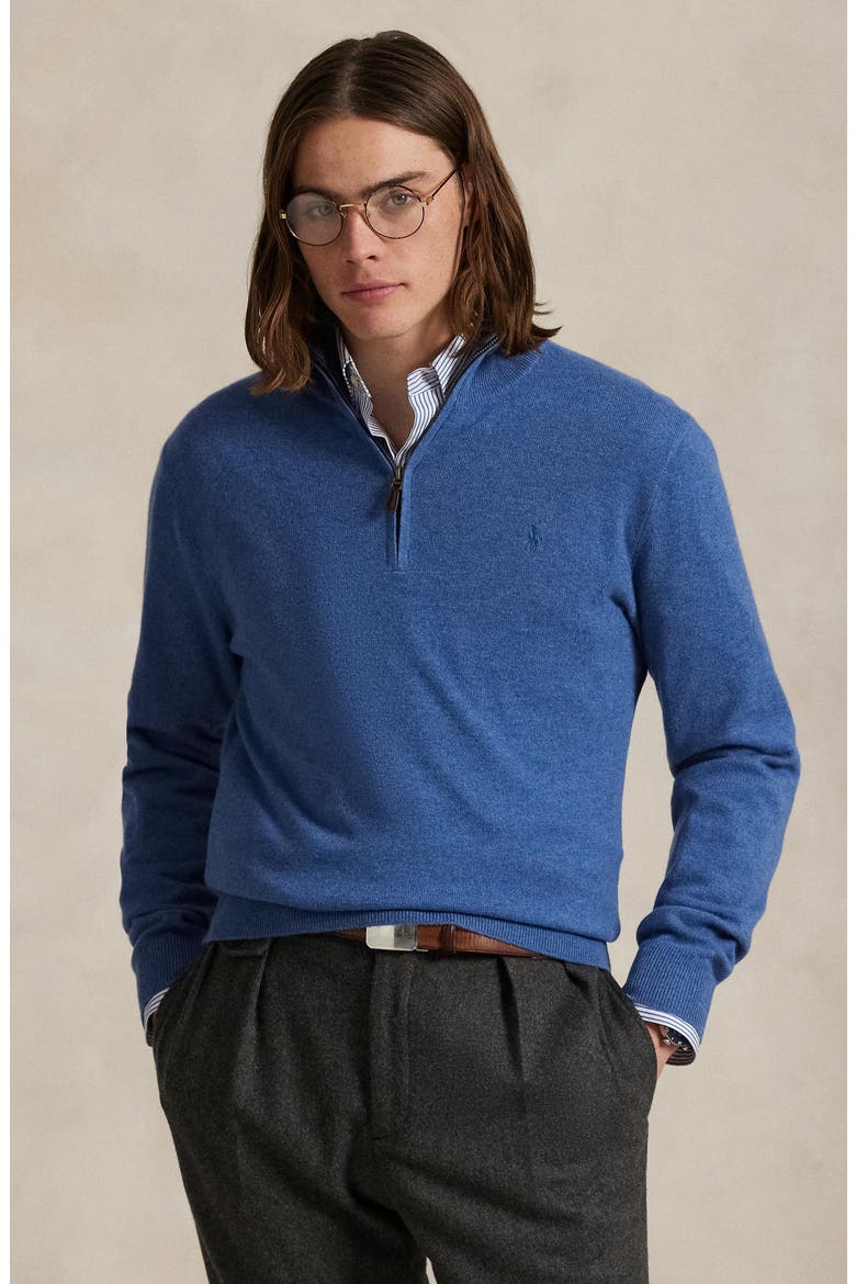 Regular Fit Wool Quarter Zip Sweater, Alternate, color, TIDE POOL BLUE HEATHER