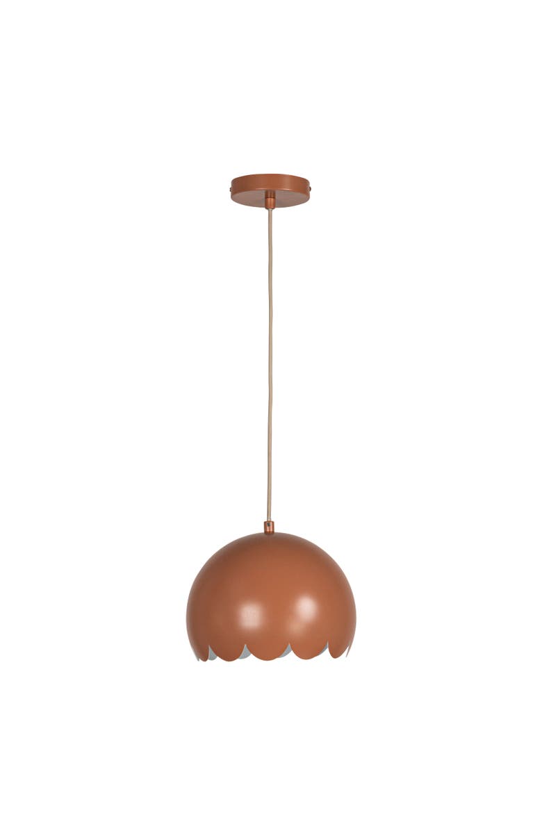 Storied Home 40 Watt Scalloped Metal Pendant Lamp, Main, color, Orange