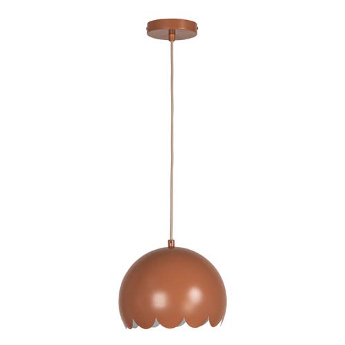 Storied Home 40 Watt Scalloped Metal Pendant Lamp In Brown
