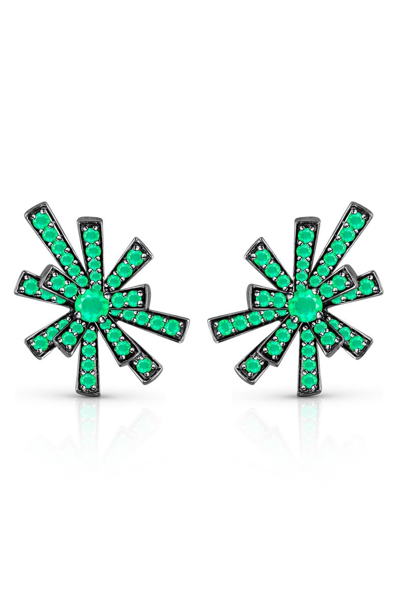 Hueb Emerald Starburst Stud Earrings, Main, color, 