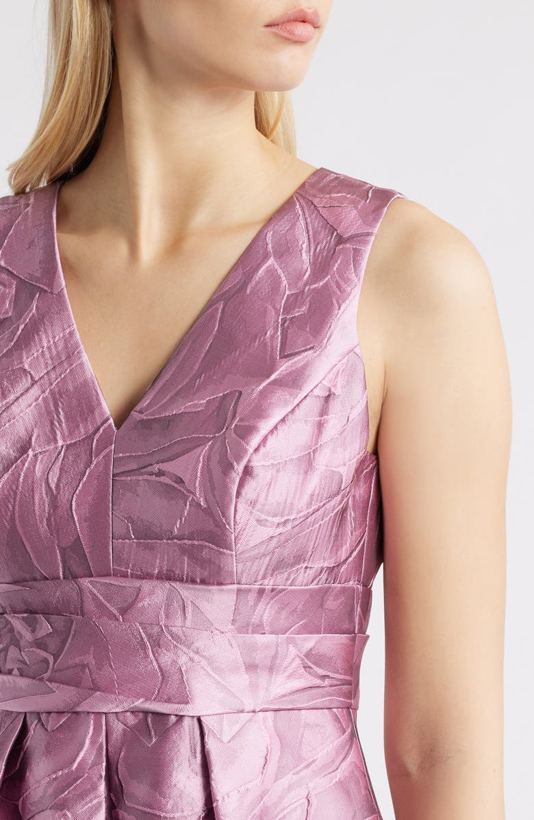 Kay Unger Odetta Floral Jacquard Sleeveless A-Line Cocktail Dress, Alternate, color, Heather Rose