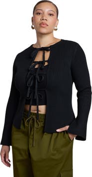 ELOQUII Tie Front Cardigan