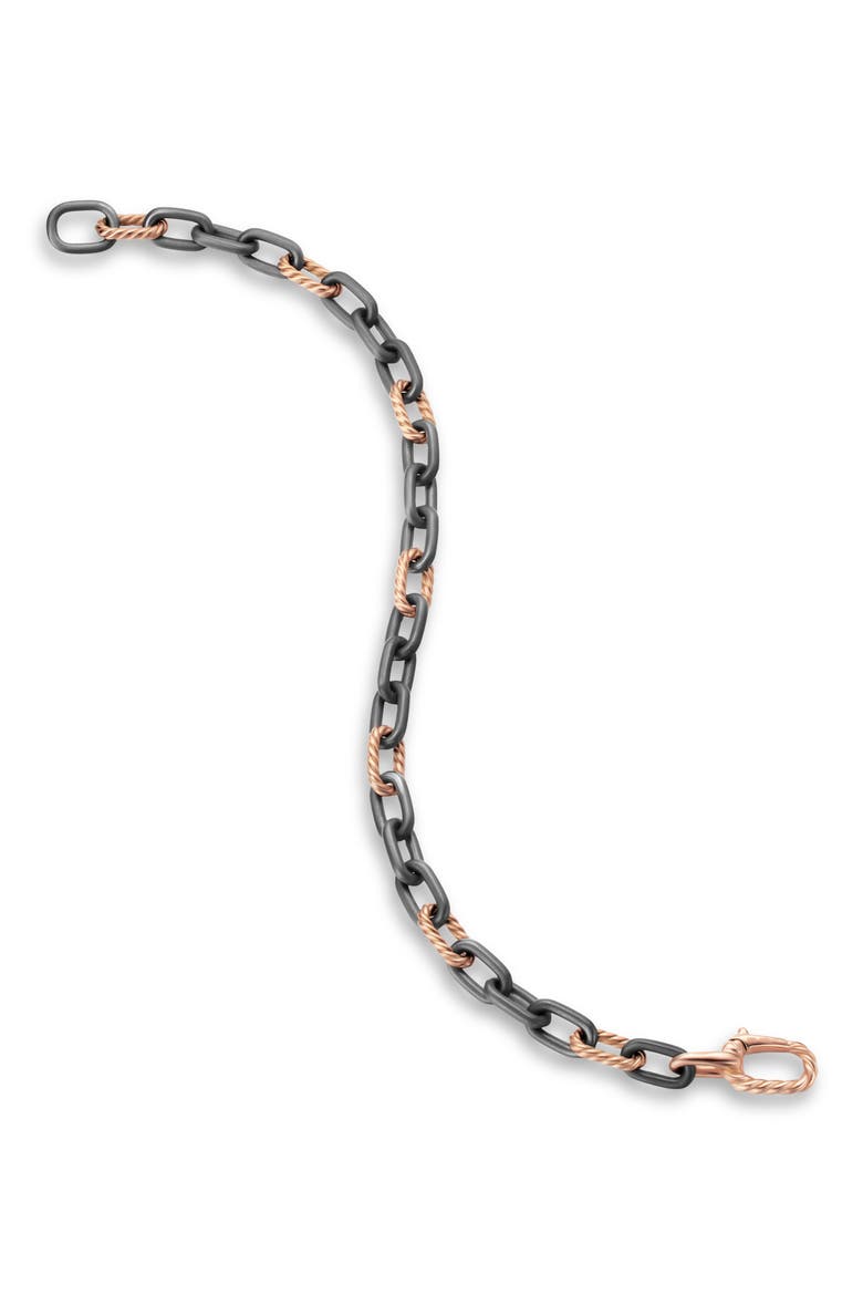 DY Madison Chain Bracelet in Grey Titanium with 18K Rose Gold, 6mm, Alternate, color, ALTERNATIVE MATERIAL