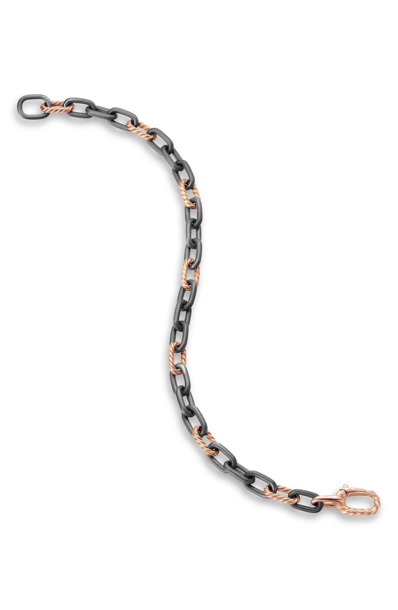 David Yurman DY Madison Chain Bracelet in Grey Titanium with 18K Rose Gold, 6mm, Alternate, color, Alternative Material