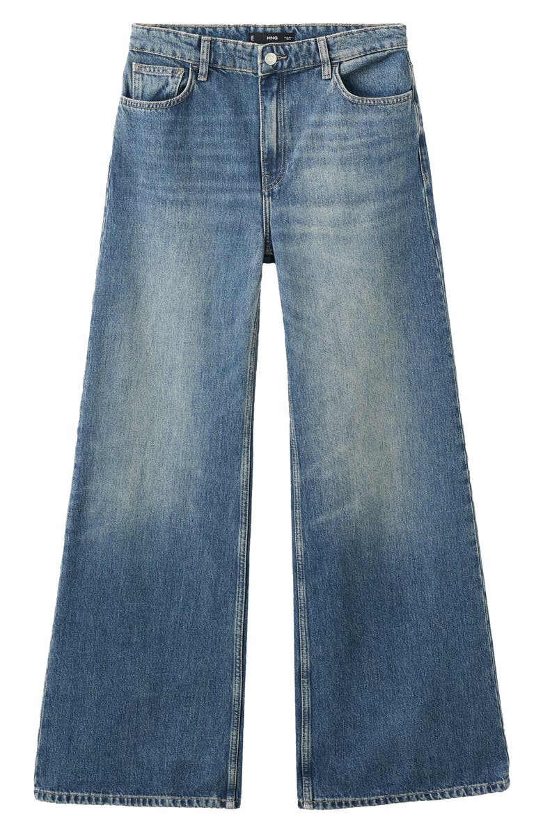 MANGO High Waist Wide Leg Jeans, Alternate, color, Dark Blue