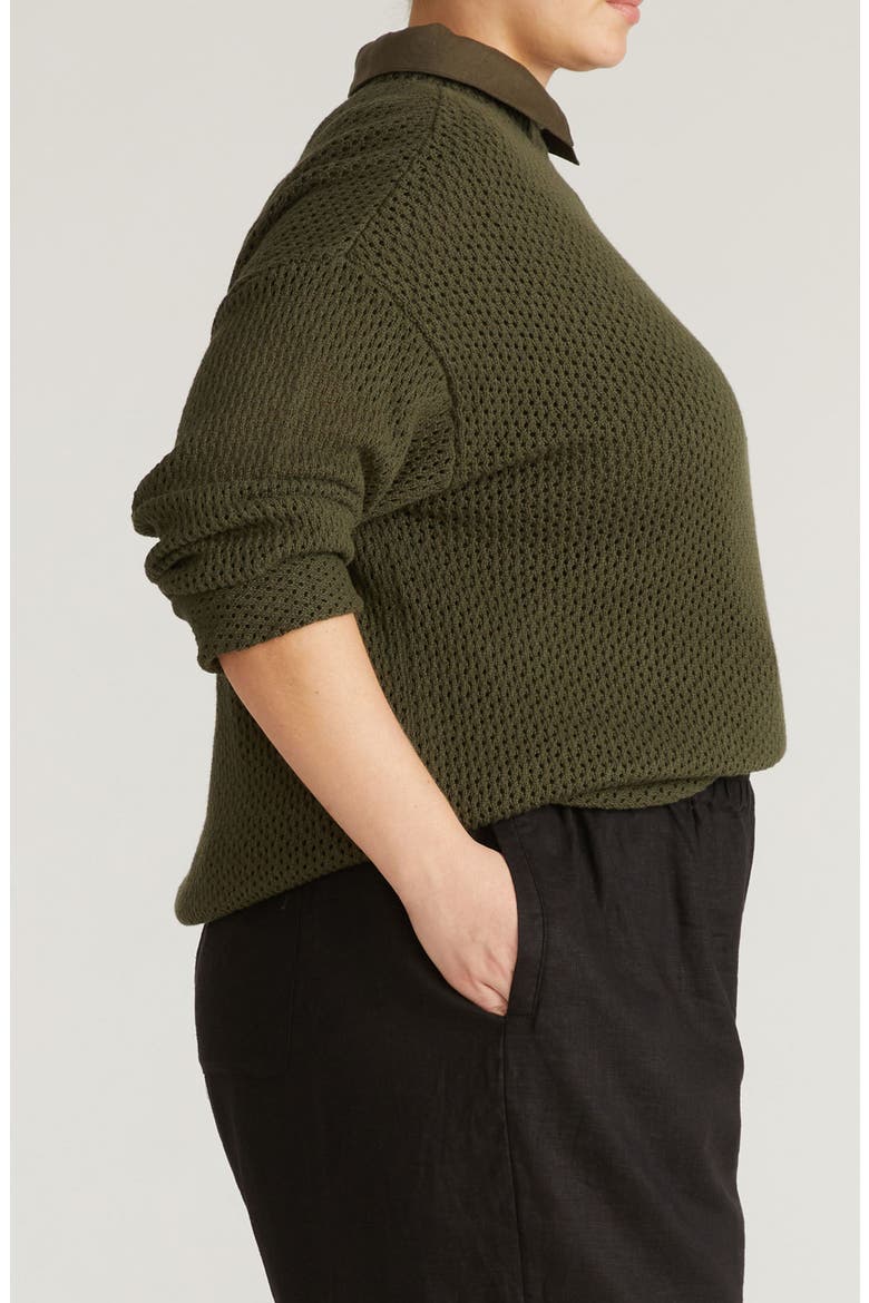 Positano Cotton Pointelle Sweater, Alternate, color, CAMO GREEN