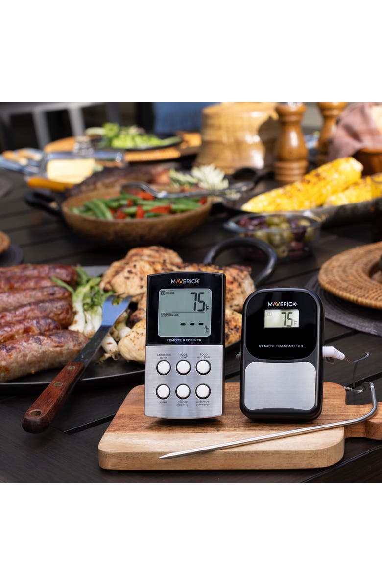 Maverick Long Range Wireless Remote Barbeque Thermometer, Dual Probe, Alternate, color, Black/Silver