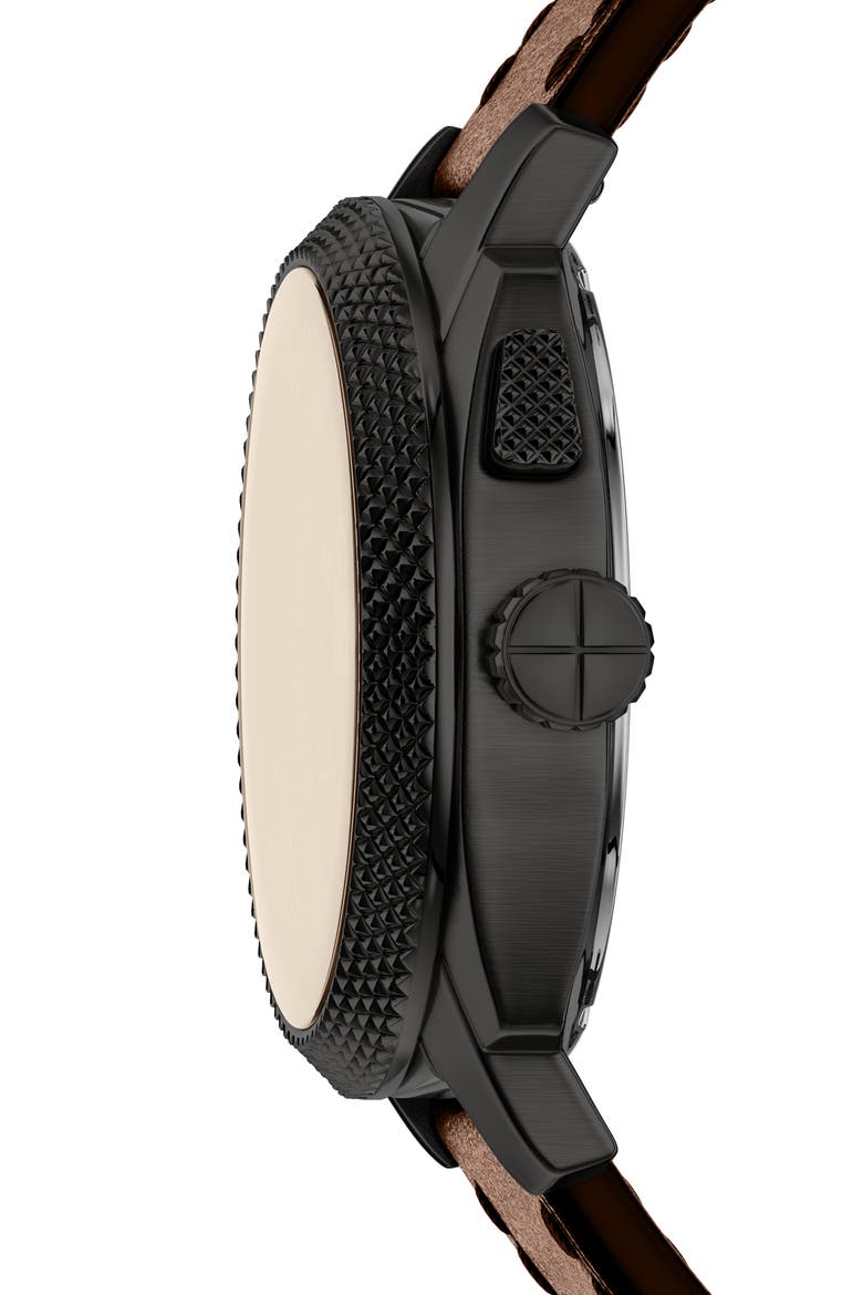 Machine Big Tic® Anadigi Leather Strap Watch, 41mm, Alternate, color, BROWN
