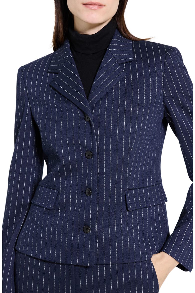 Metallic Pinstripe Fitted Jacket, Alternate, color, NAVY MULTI