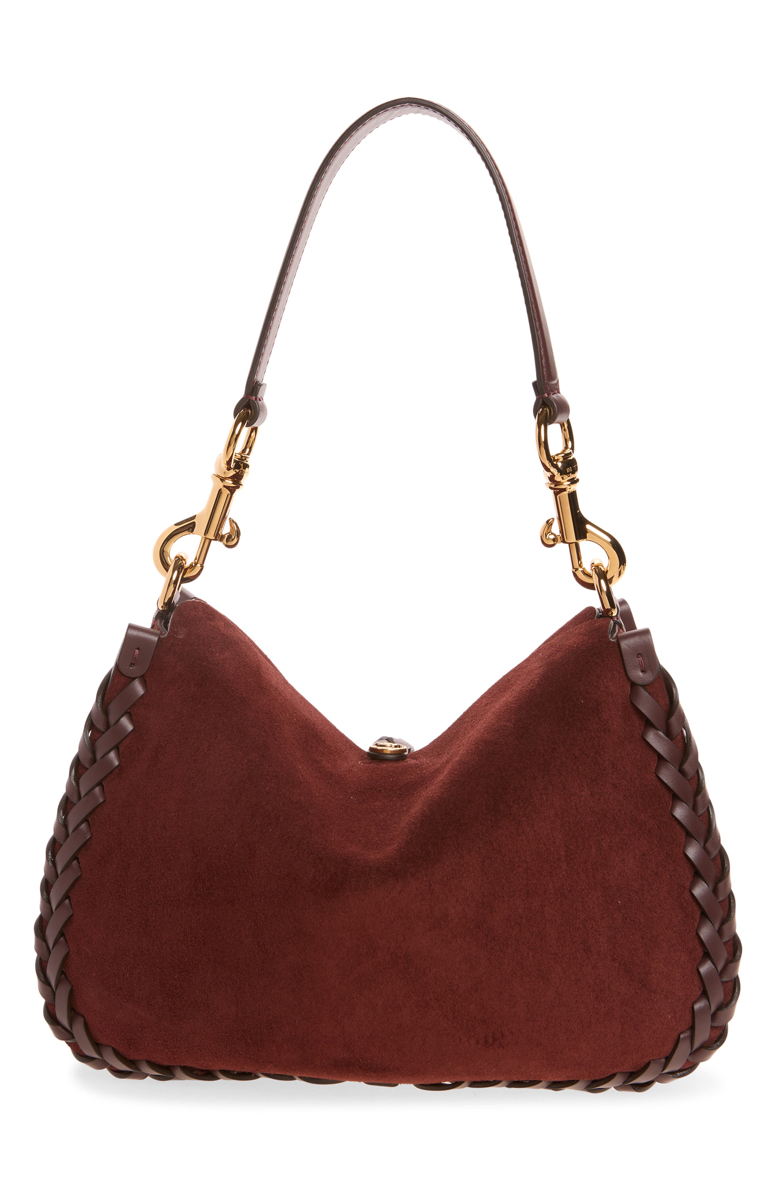 Braided Suede Crossbody Bag, Alternate, color, BORDEAUX SCURO