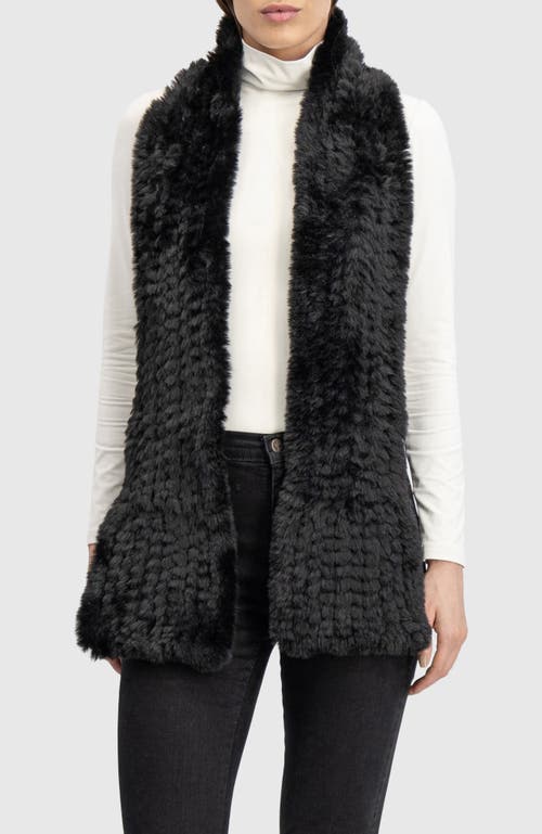 Lyla Grant Fur-free Rex Rabbit (faux Fur) Knit Scarf In Black