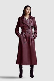 Karen Millen Tailored Faux Leather Belted Trench Coat