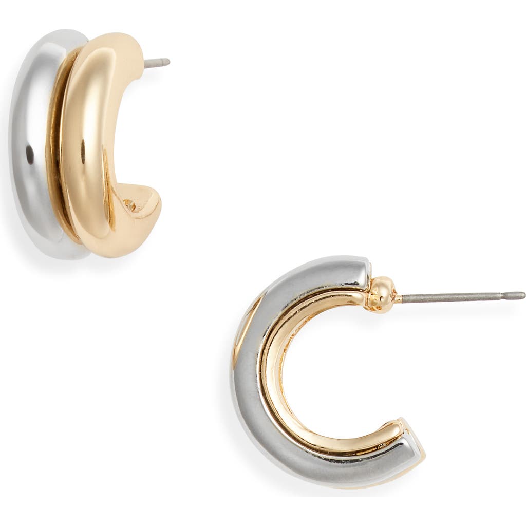 Bp. Mixed Metal Double Wide Hoop Earrings