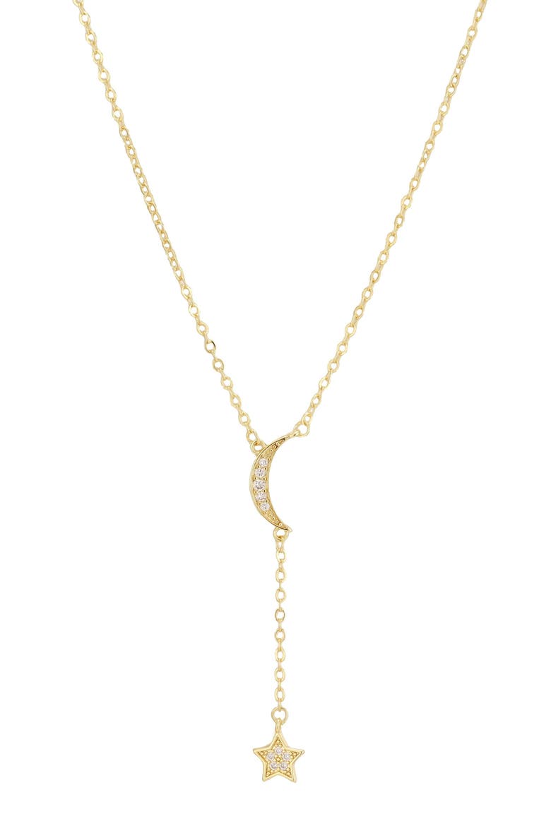 14k Gold Plated Moon and Star Y-Necklace, Main, color, GOLD