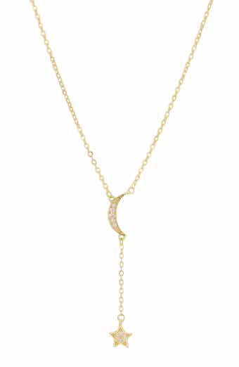 14k Gold Plated Moon and Star Y-Necklace