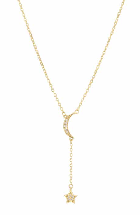 14k Gold Plated Moon and Star Y-Necklace