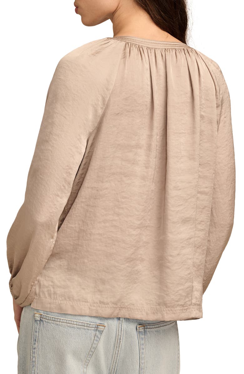 Lucky Brand Notch Neck Peasant Top, Alternate, color, Stone