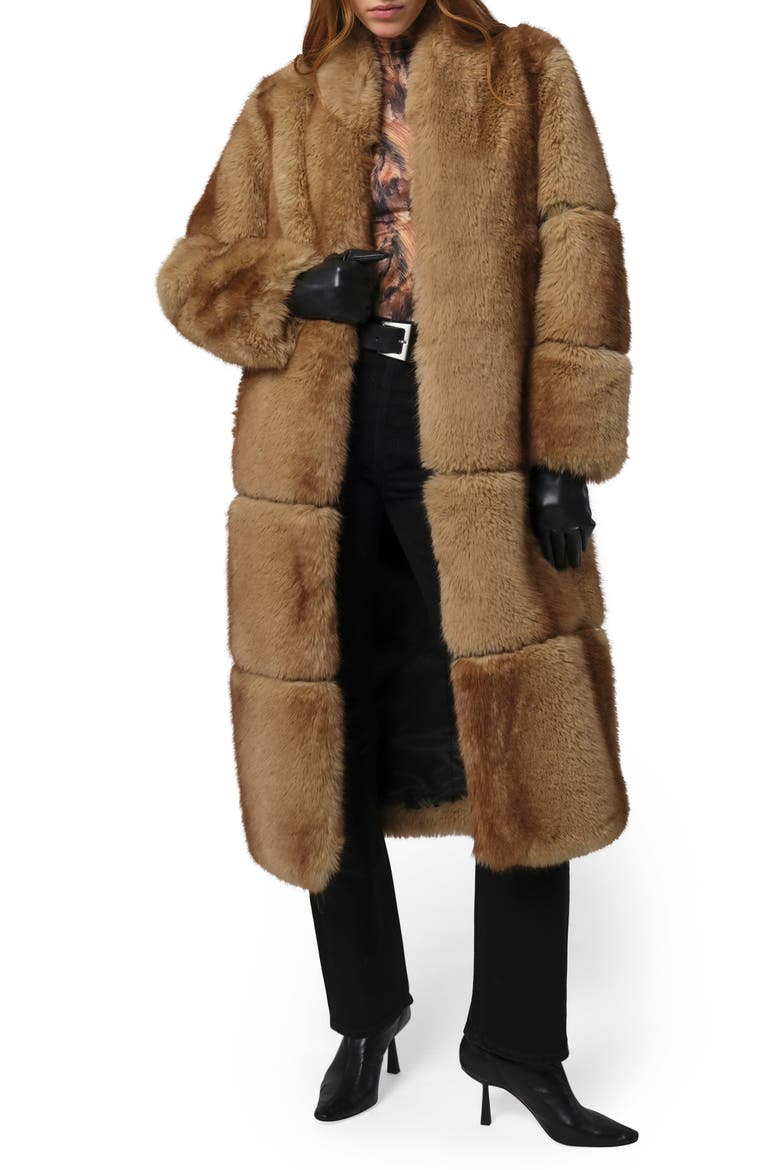 Sylke Pluche™ Faux Mink Longline Coat, Main, color, BLONDE MINK