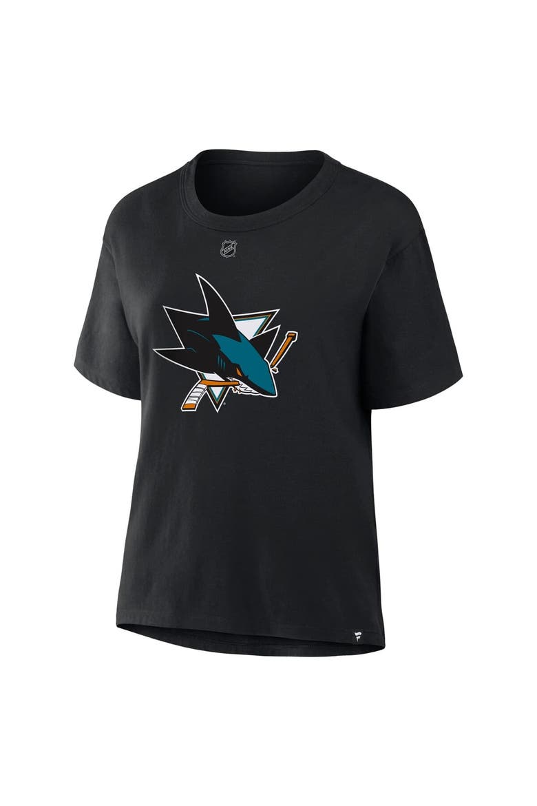 Women's Fanatics Macklin Celebrini Black San Jose Sharks Authentic Stack Name & Number T-Shirt, Alternate, color, Black