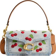 COACH Tabby 26 Cherry Embroidered Denim Shoulder Bag