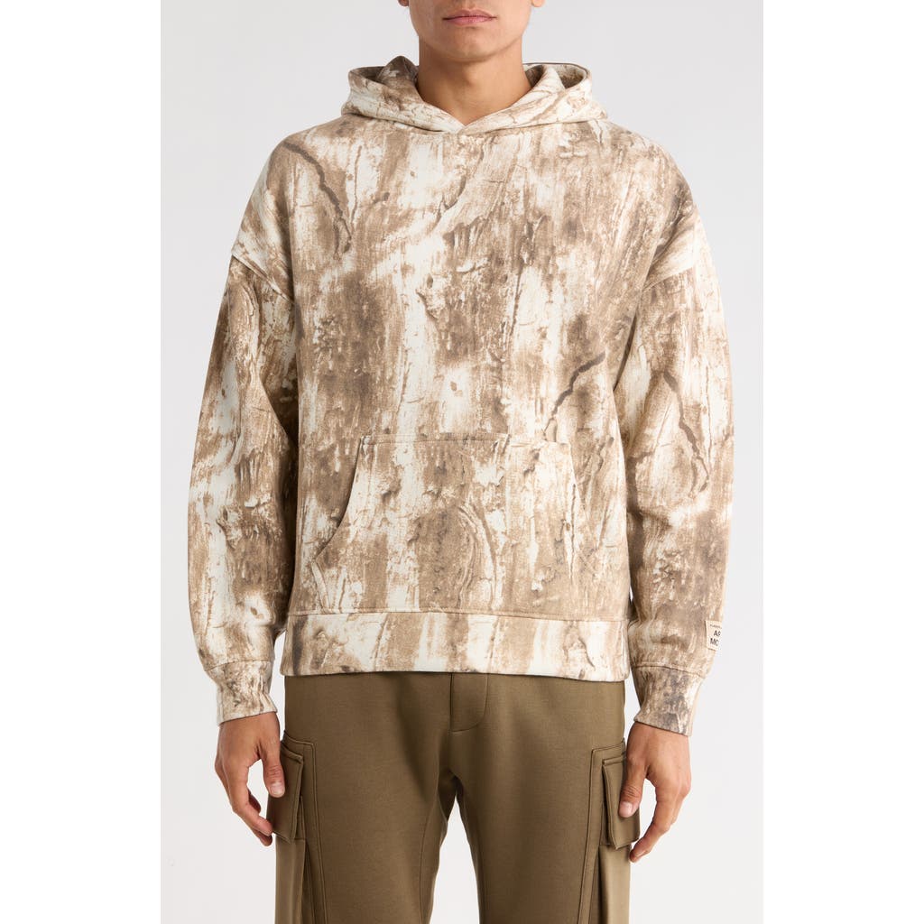 Fleece Factory Print Cotton Blend Hoodie In Brown