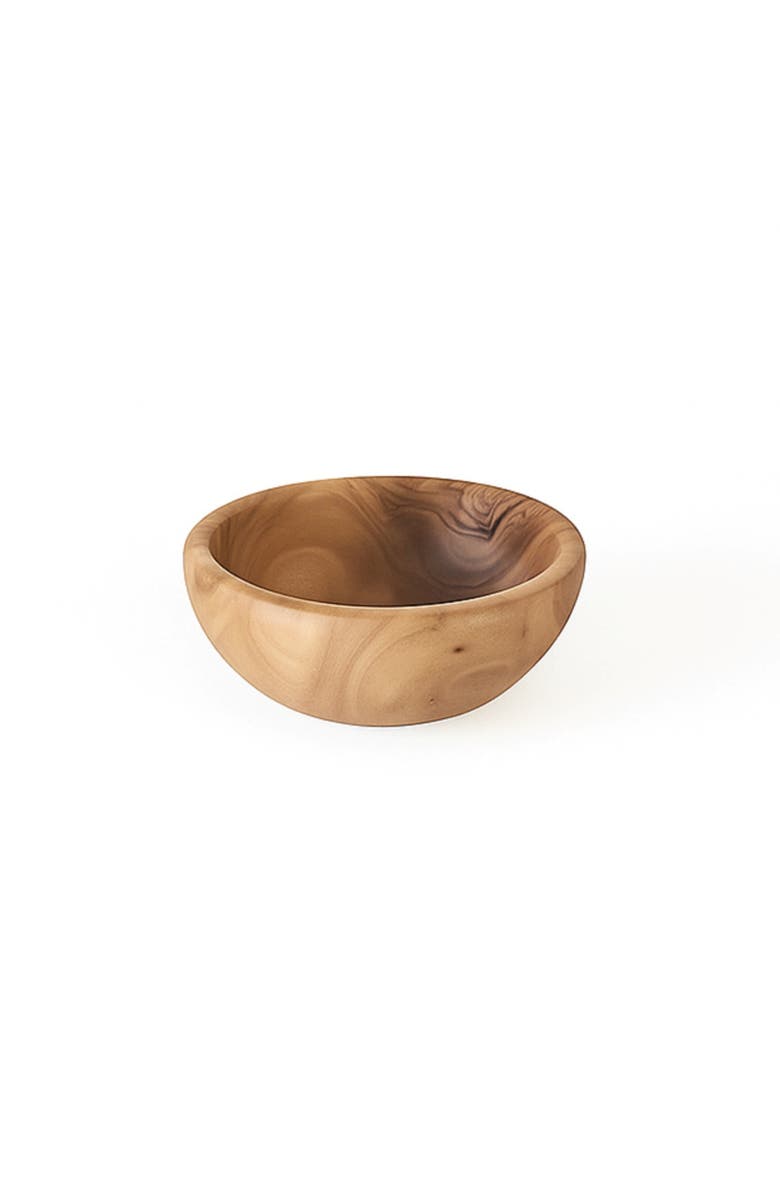 Gharyan Stoneware Natural Olive Wood Nesting Bowls - Set of 3, Main, color, Natural