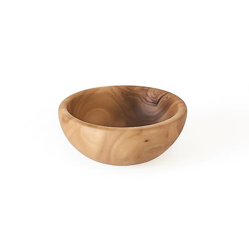 Gharyan Stoneware Natural Olive Wood Nesting Bowls In Brown