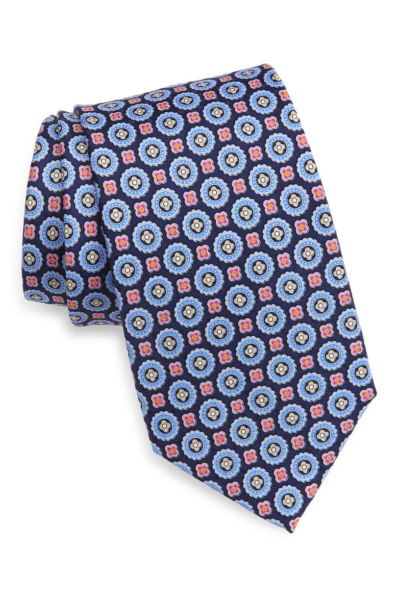 Jacquard Silk Tie, Main, color, NAVY