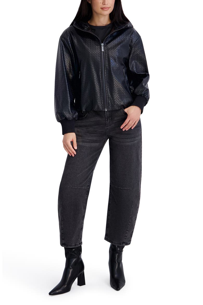 Basketweave Faux Leather Jacket, Alternate, color, BLACK