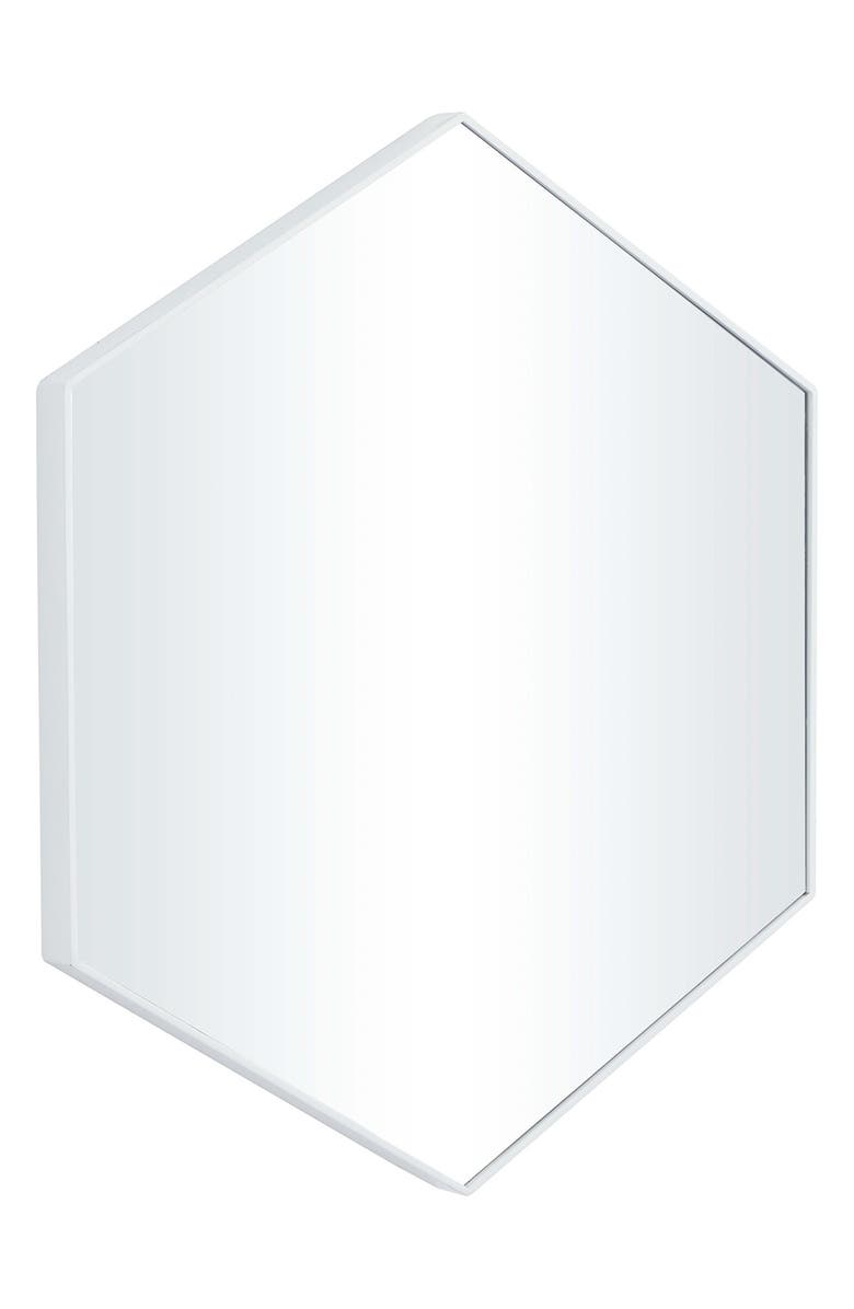 VIVIAN LUNE HOME White Wood Hexagon Wall Mirror, Alternate, color,