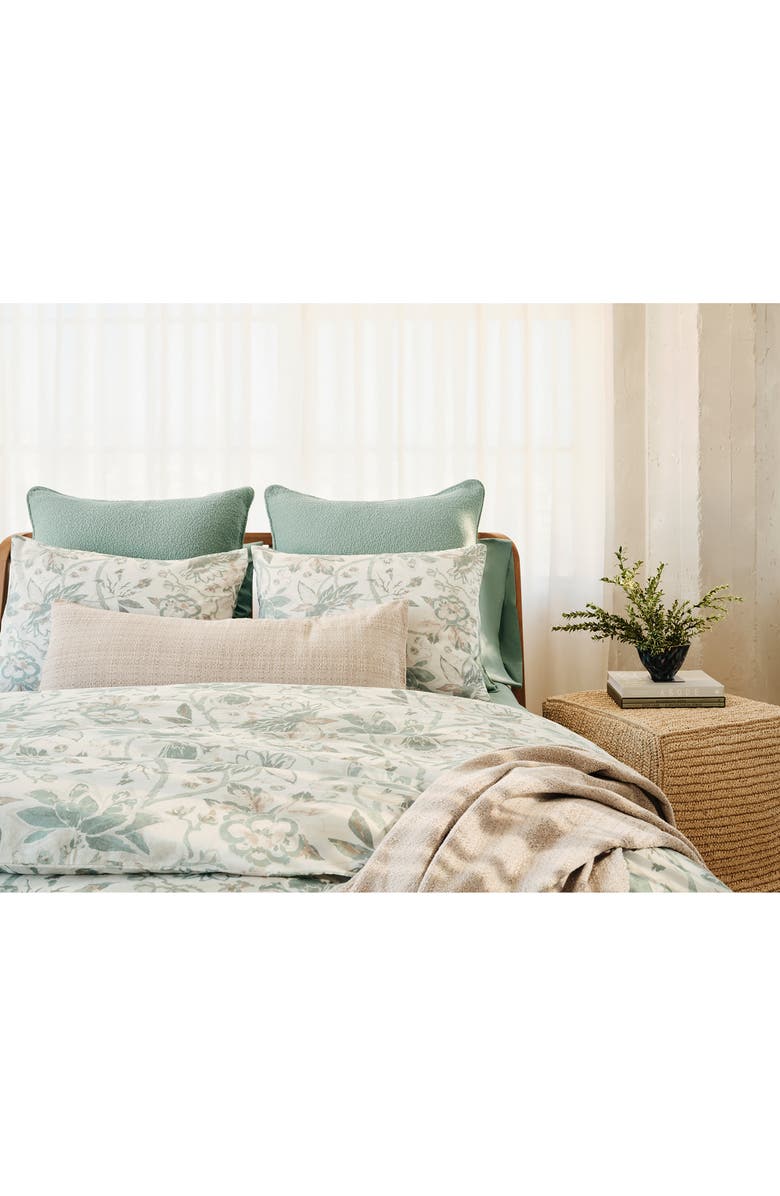 Coyuchi Sea Bloom Linen & Organic Cotton Duvet Cover, Alternate, color, Natural W/ Sage