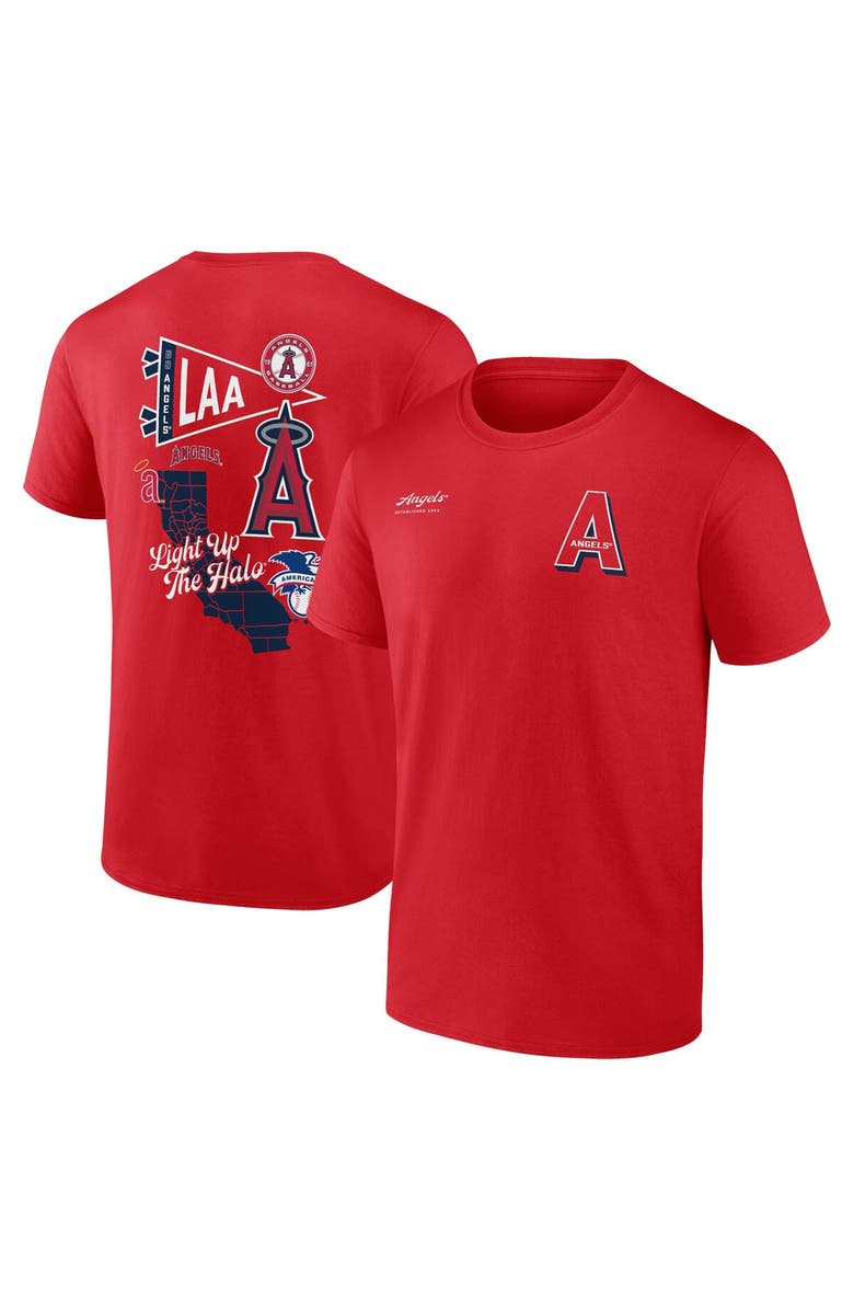 FANATICS Men's Fanatics Red Los Angeles Angels Split Zone T-Shirt, Main, color, Red