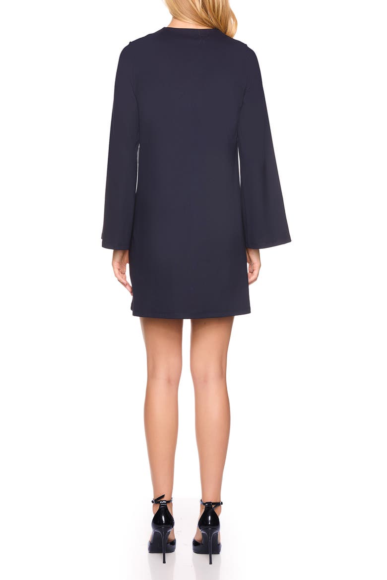 Tie Keyhole Bell Sleeve Minidress, Alternate, color, MIDNIGHT
