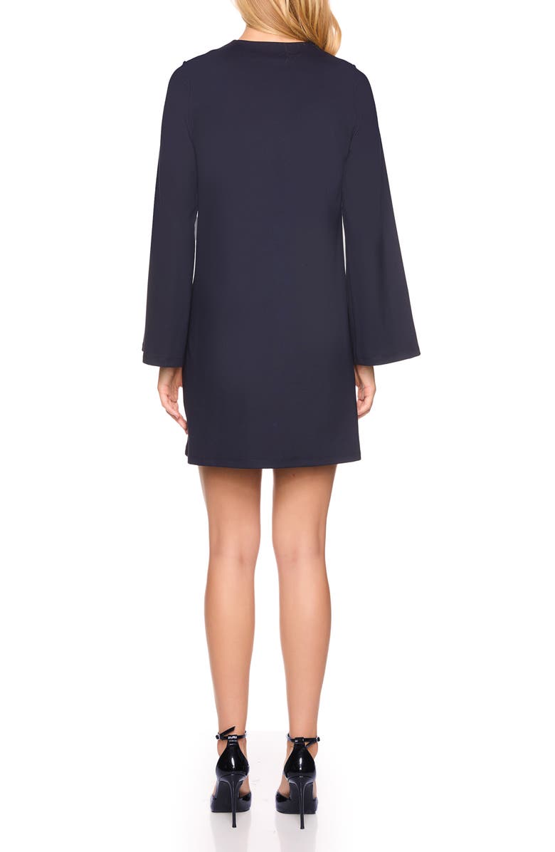 Susana Monaco Tie Keyhole Bell Sleeve Minidress, Alternate, color, Midnight